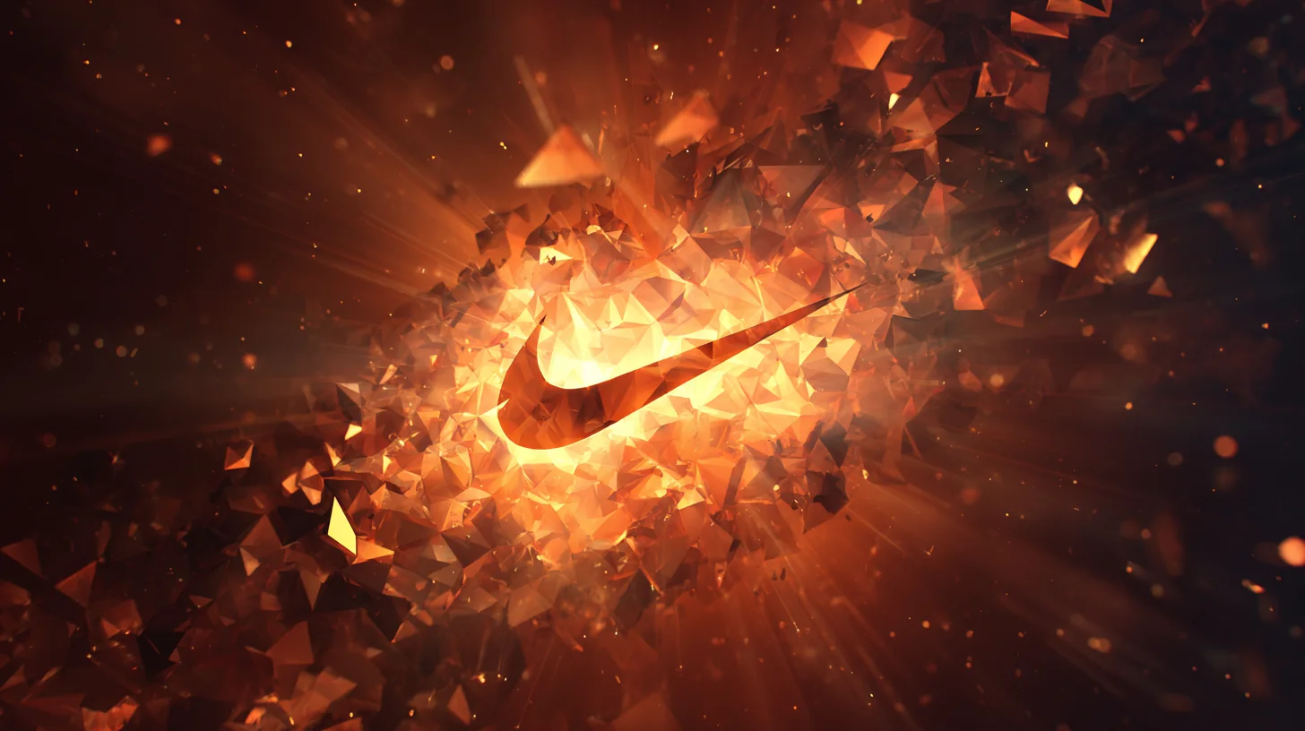 Bo Knows tease frame: swoosh erupting through low poly geometry in orange light