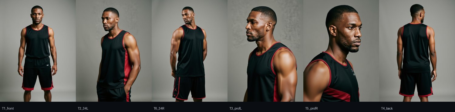 Six-angle turnaround of Dante, a second invented athlete