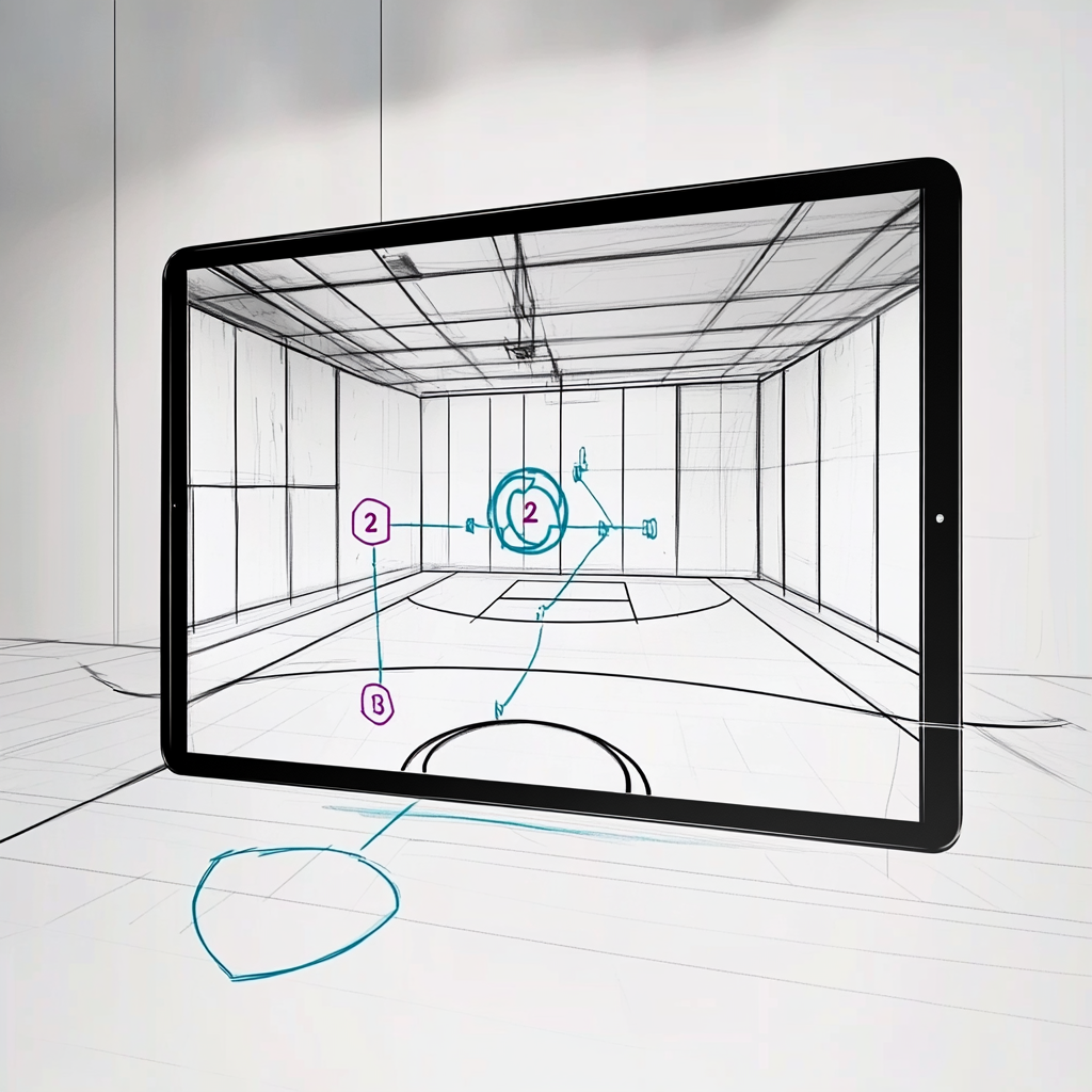 Jordan Last Shot — architectural sketch of court and crowd environment