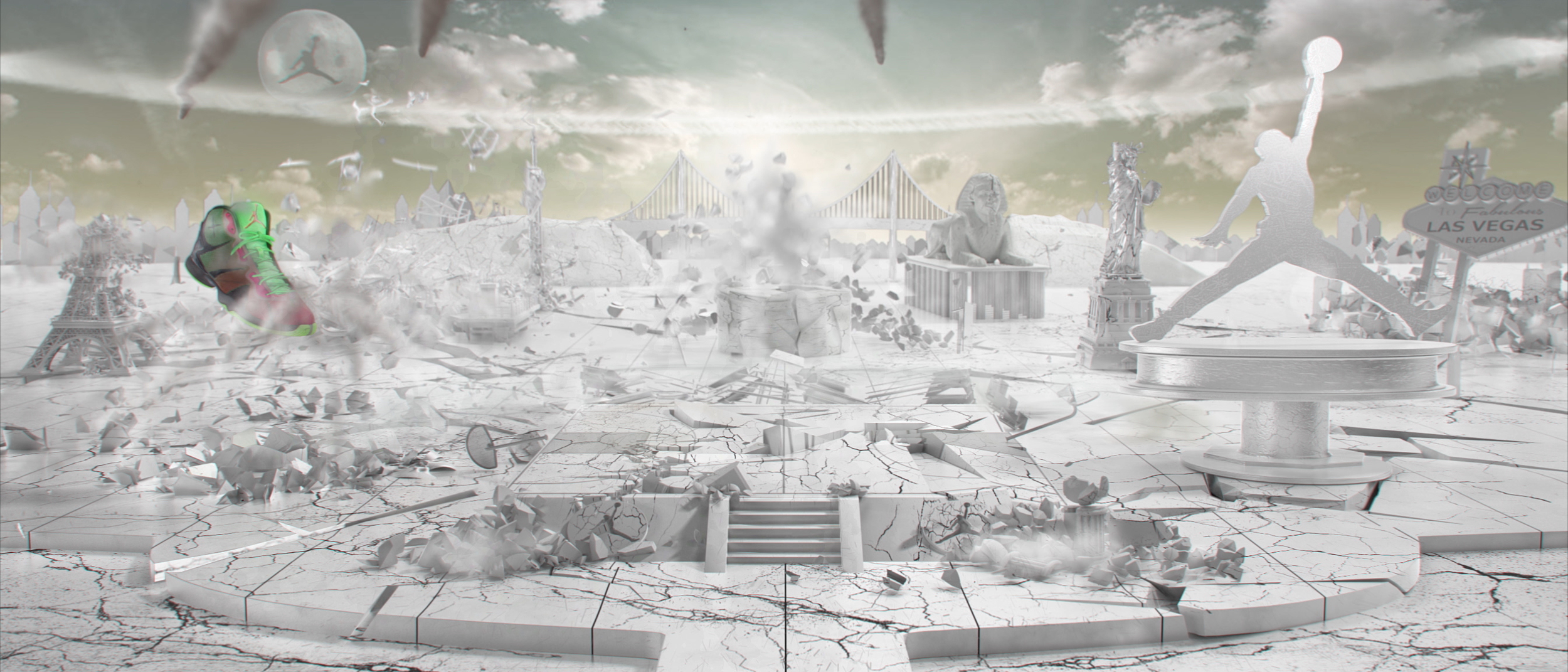 The Kaboom Room &mdash; Marvin the Martian destruction scene backwall