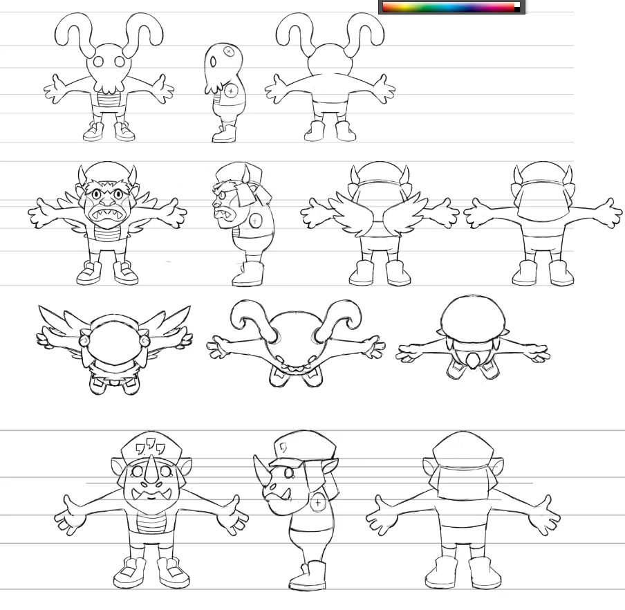 KAWS figure, concept sketches and top-down views