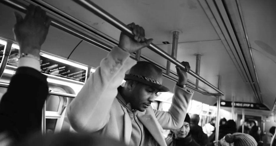 Carmelo Anthony subway shoot — mobile unit through NYC