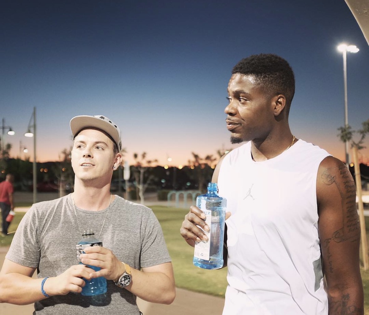 Sunset court — LED half-court activation at golden hour
