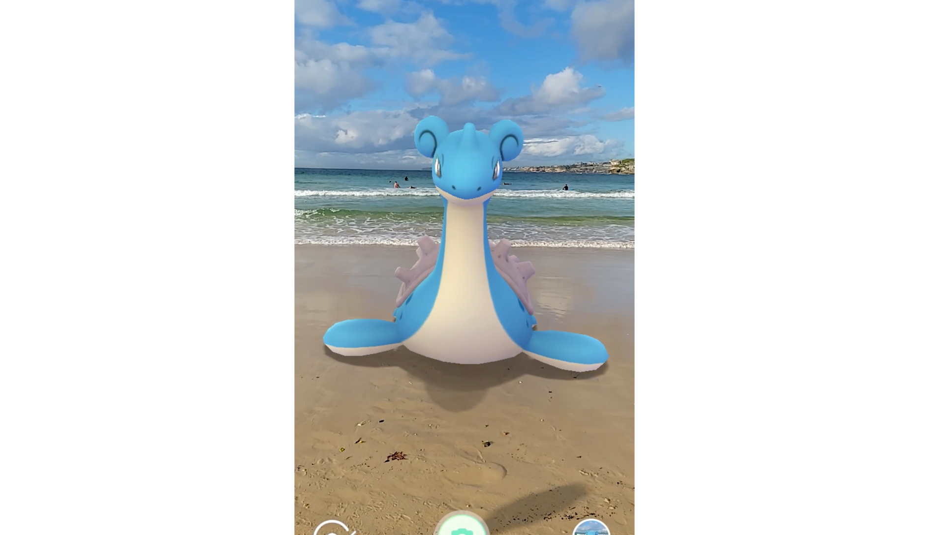 Pok&eacute;mon Go &mdash; Lapras AR on the beach